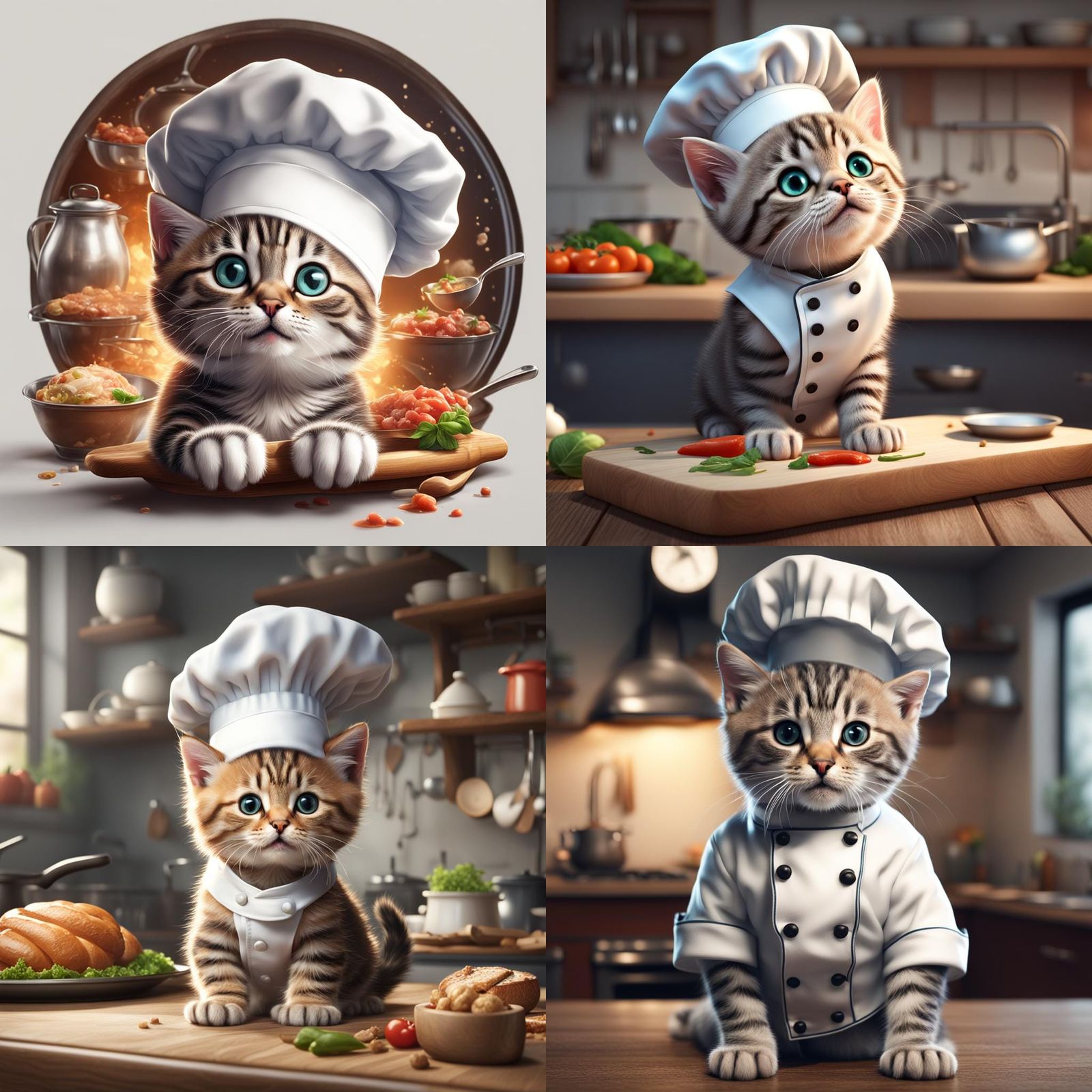 a cute kitten wearing a chef hat. 8k resolution concept art ...