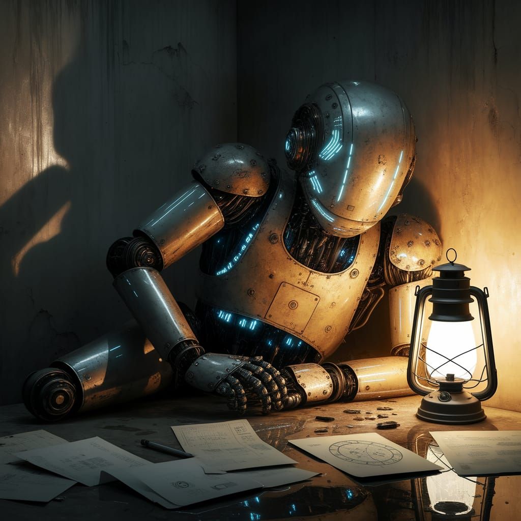 Working by Lantern Light  by @Philip Bouchard