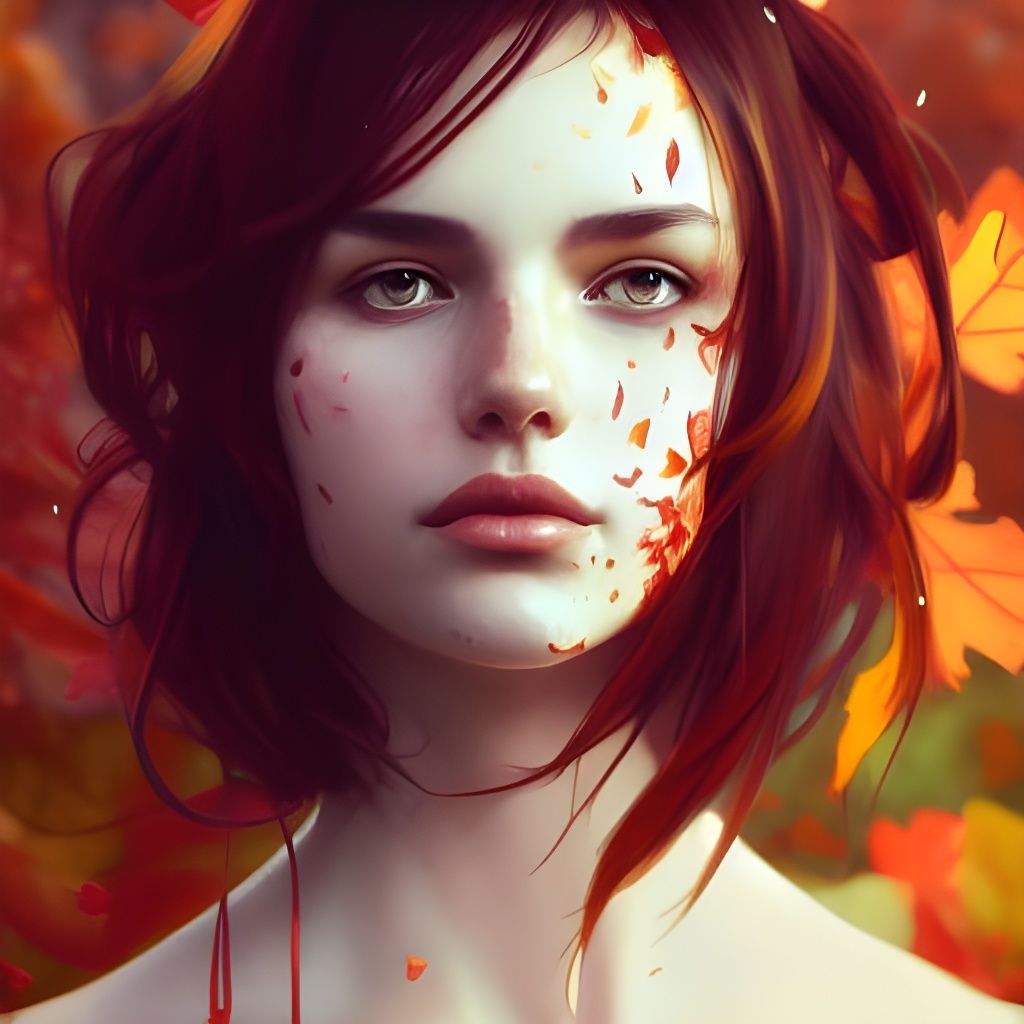 girl and autumn leaves