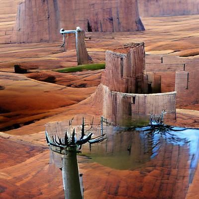 endless Monument Valley with water and dead trees