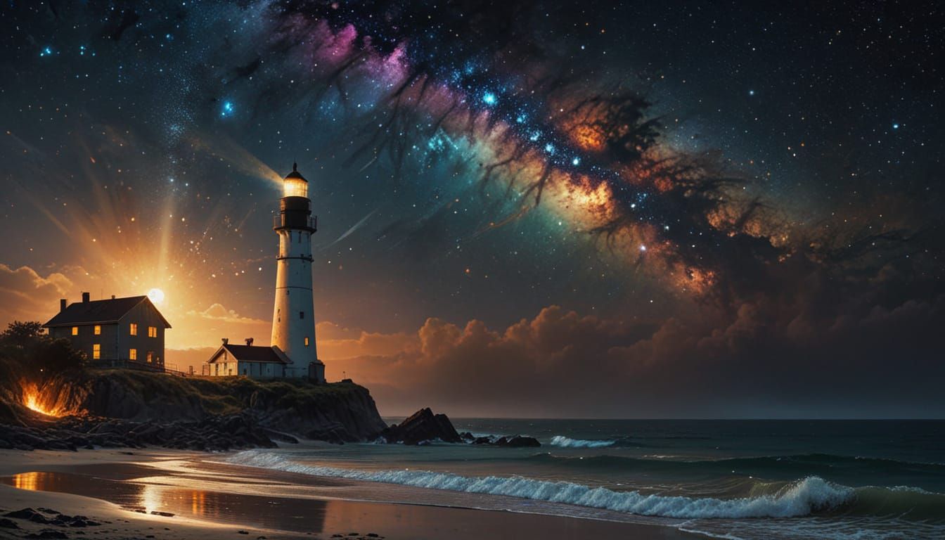 Lighthouse - Starry Sky