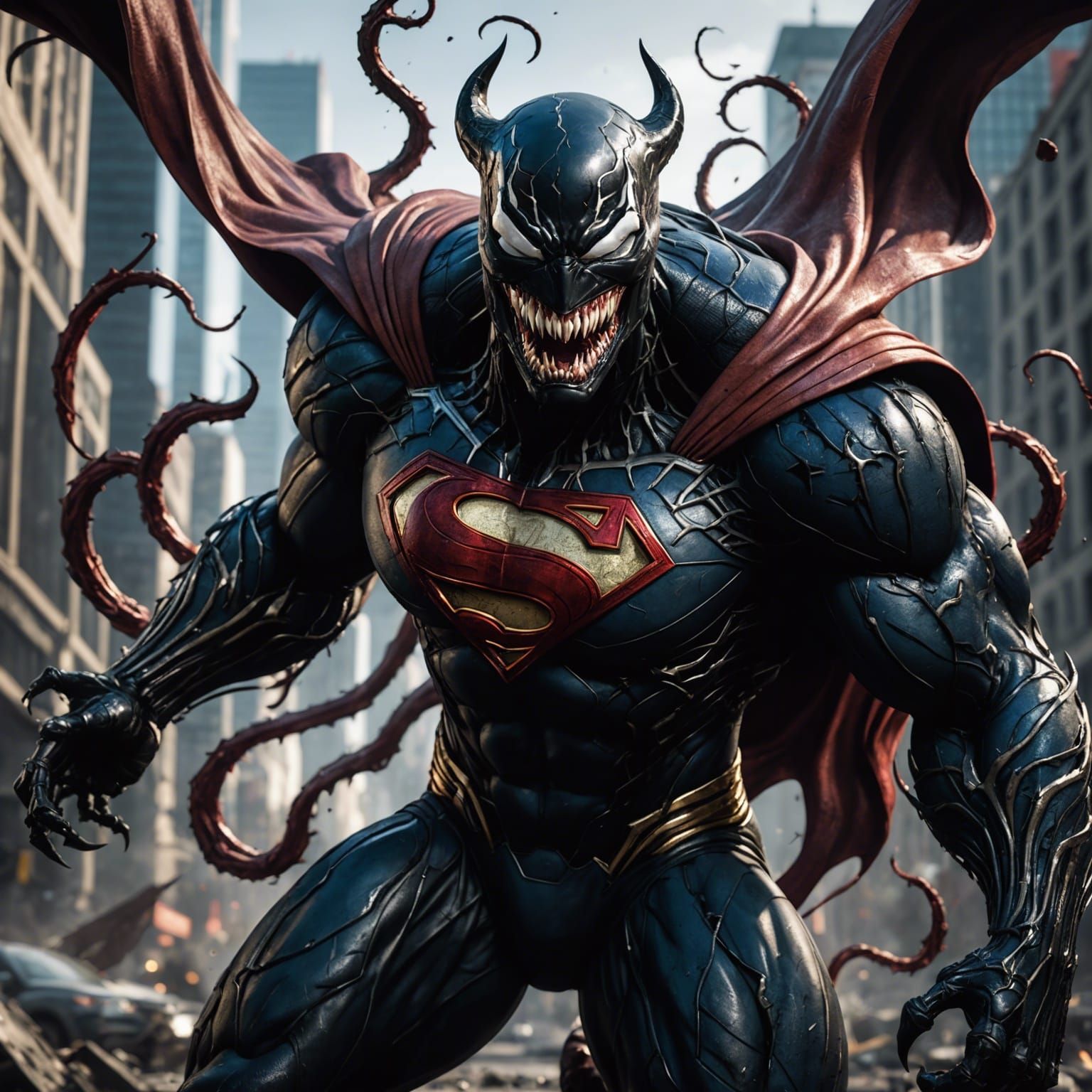 Venom infected Superman - AI Generated Artwork - NightCafe Creator