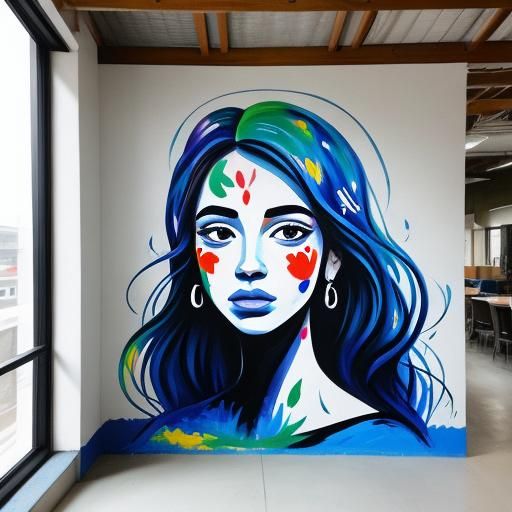 Acrylic Mural Painting of a Woman