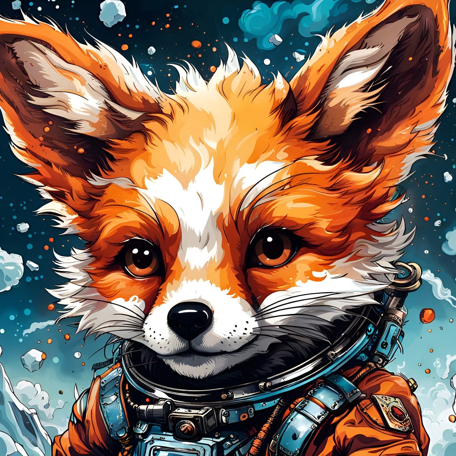 Celestial Chibi Fox Astronaut in Space