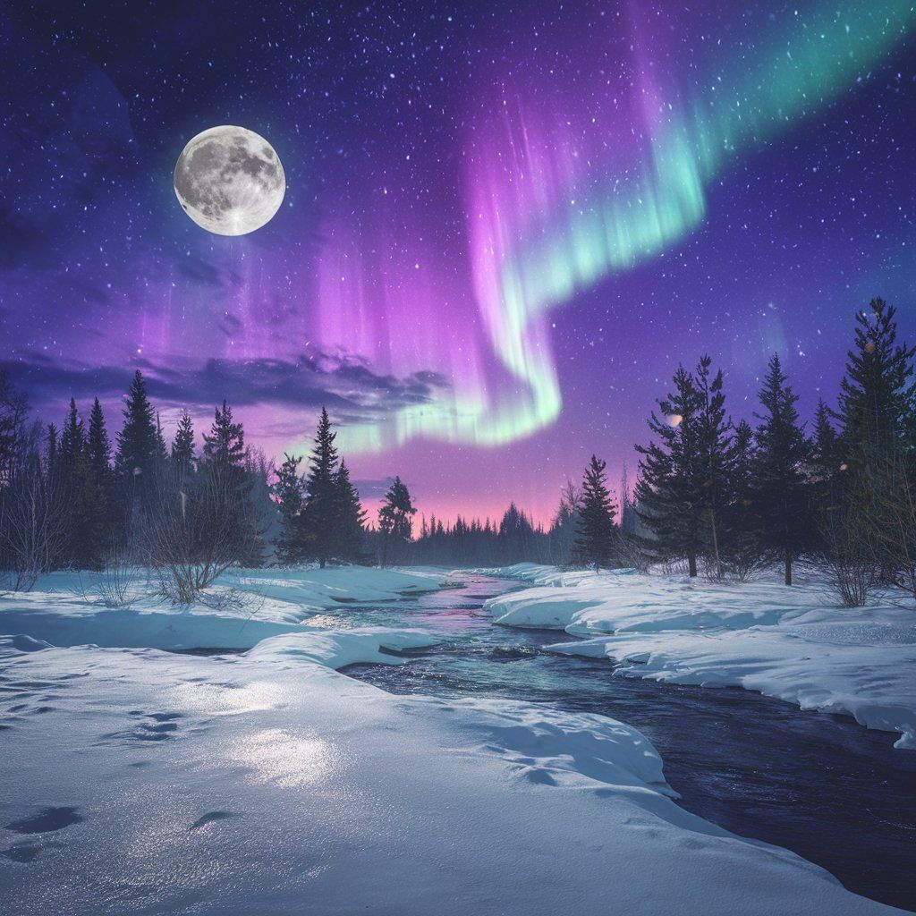 Aurora in the night sky