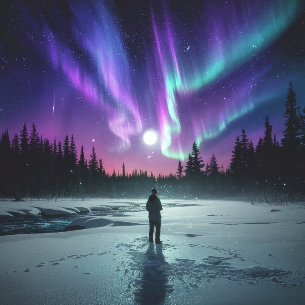 Aurora in the night sky