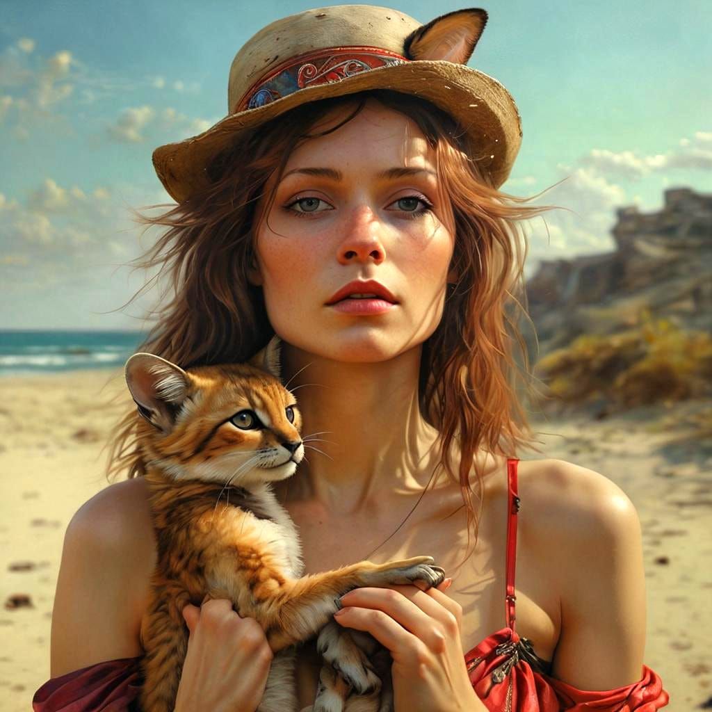 Surreal Portrait of a Lady with Fantastic Animals