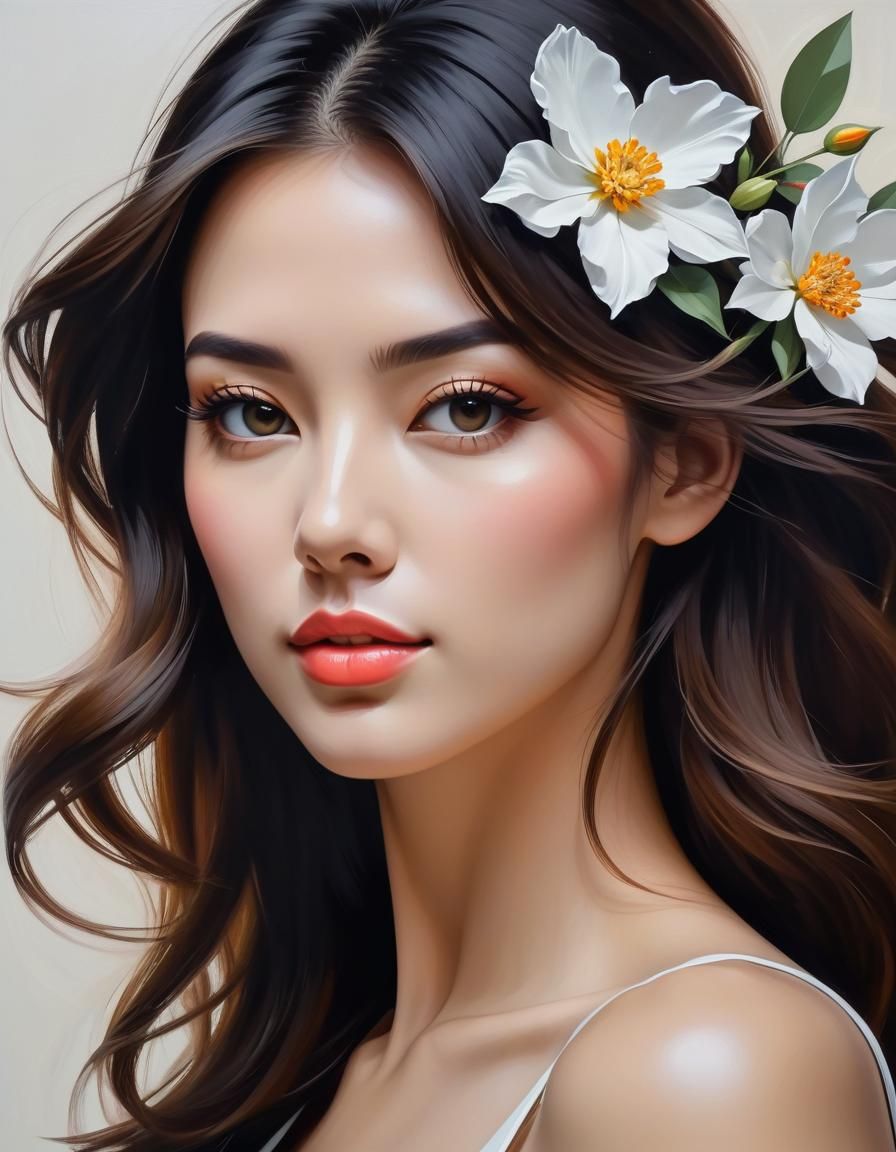 Floral Portrait. - AI Generated Artwork - NightCafe Creator