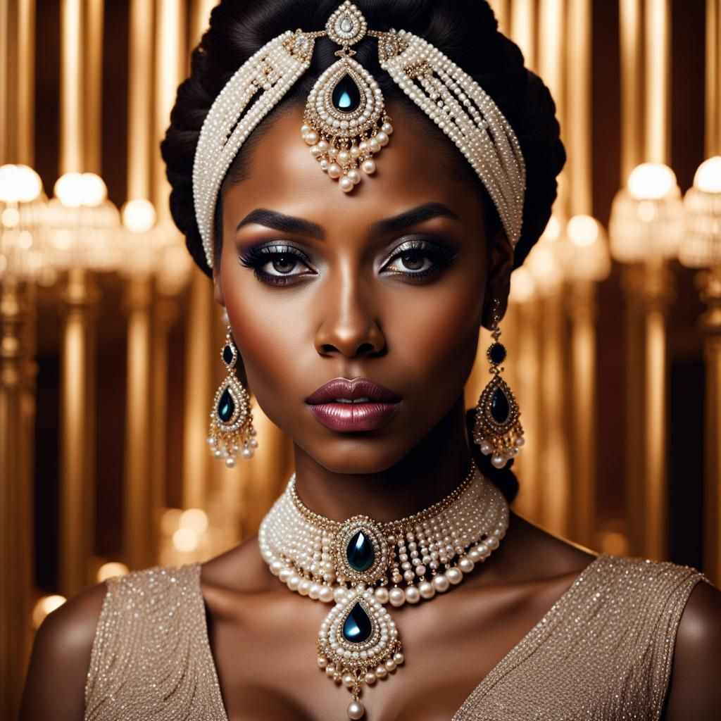 ADORNED, Black Woman, Pearls - AI Generated Artwork - NightCafe Creator