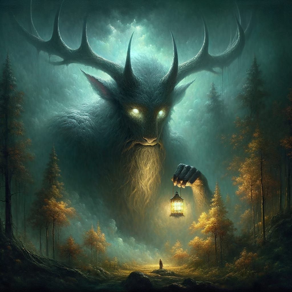 Majestic Forest Guardian Lights the Way: A Romantic Vision