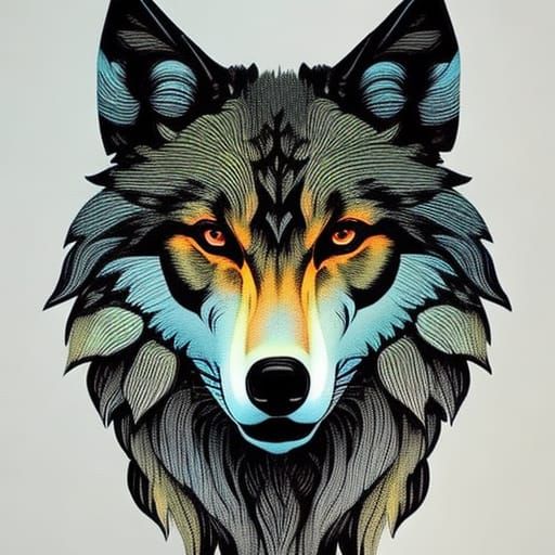 wolf line drawing - AI Generated Artwork - NightCafe Creator