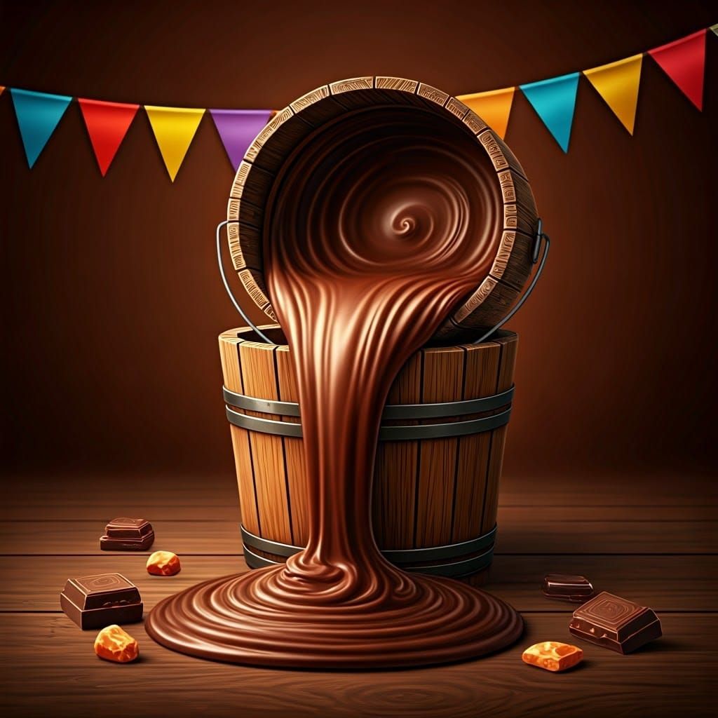 Rich Chocolate Scene in Whimsical, Art Nouveau Style