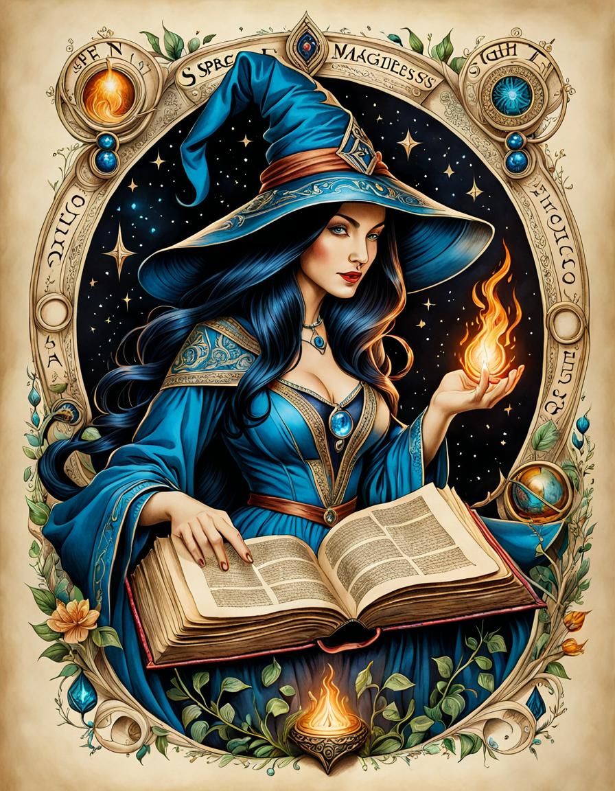 Sorceress with Spell Book  by @Paul Meadows