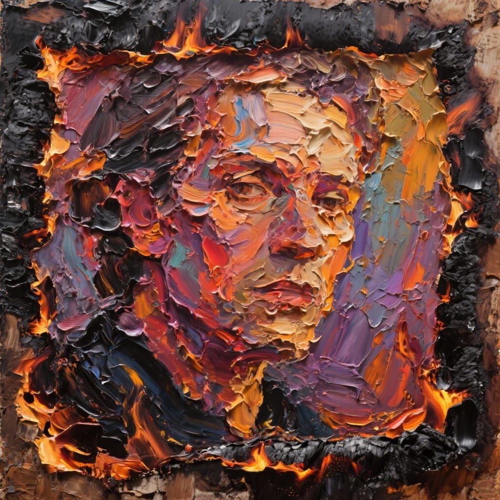 Impasto Painting with Fiery Burnt Edges