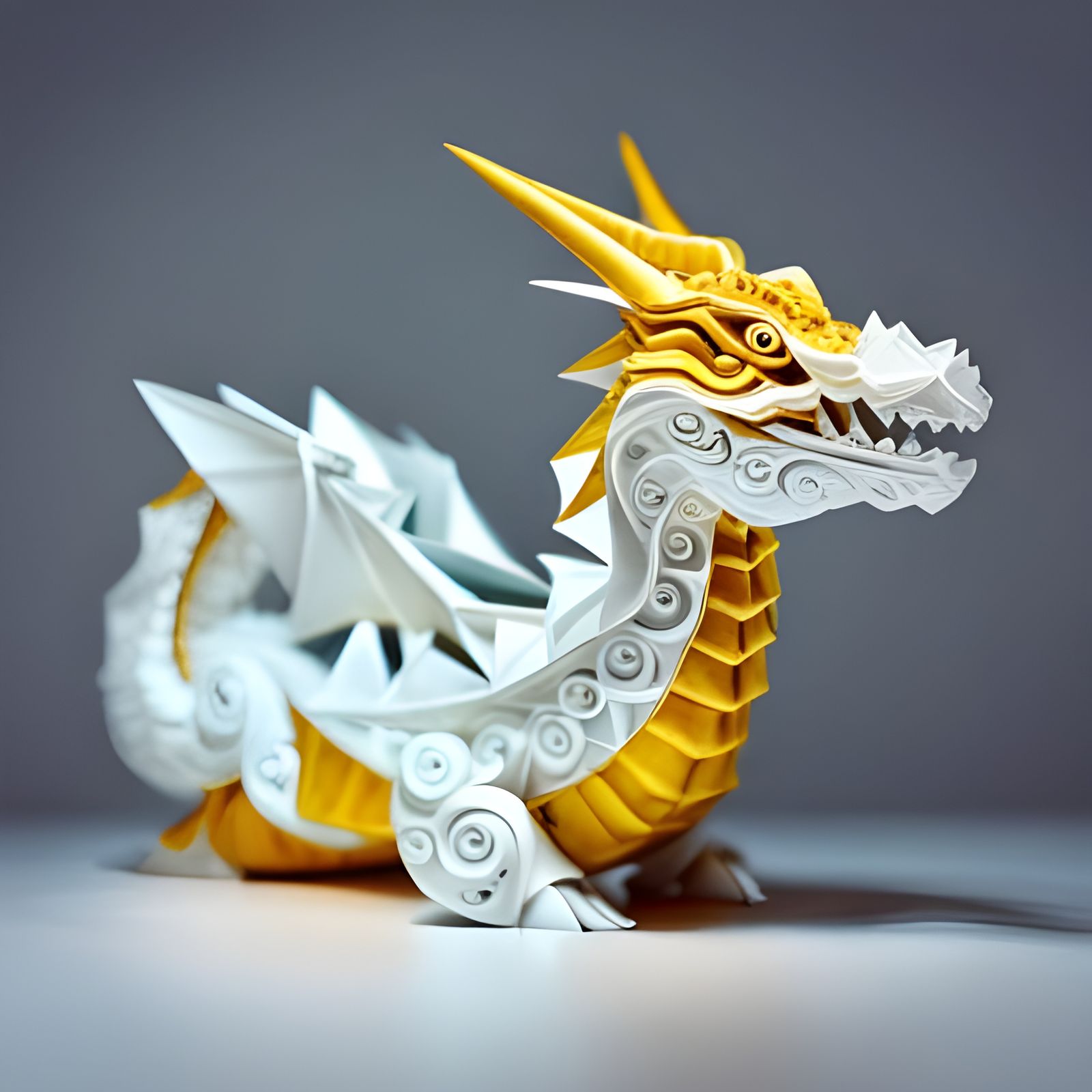 Golden Dragon paper sculpture  by @S Ibrahim