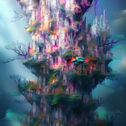 Wisteria Village - AI Generated Artwork - NightCafe Creator