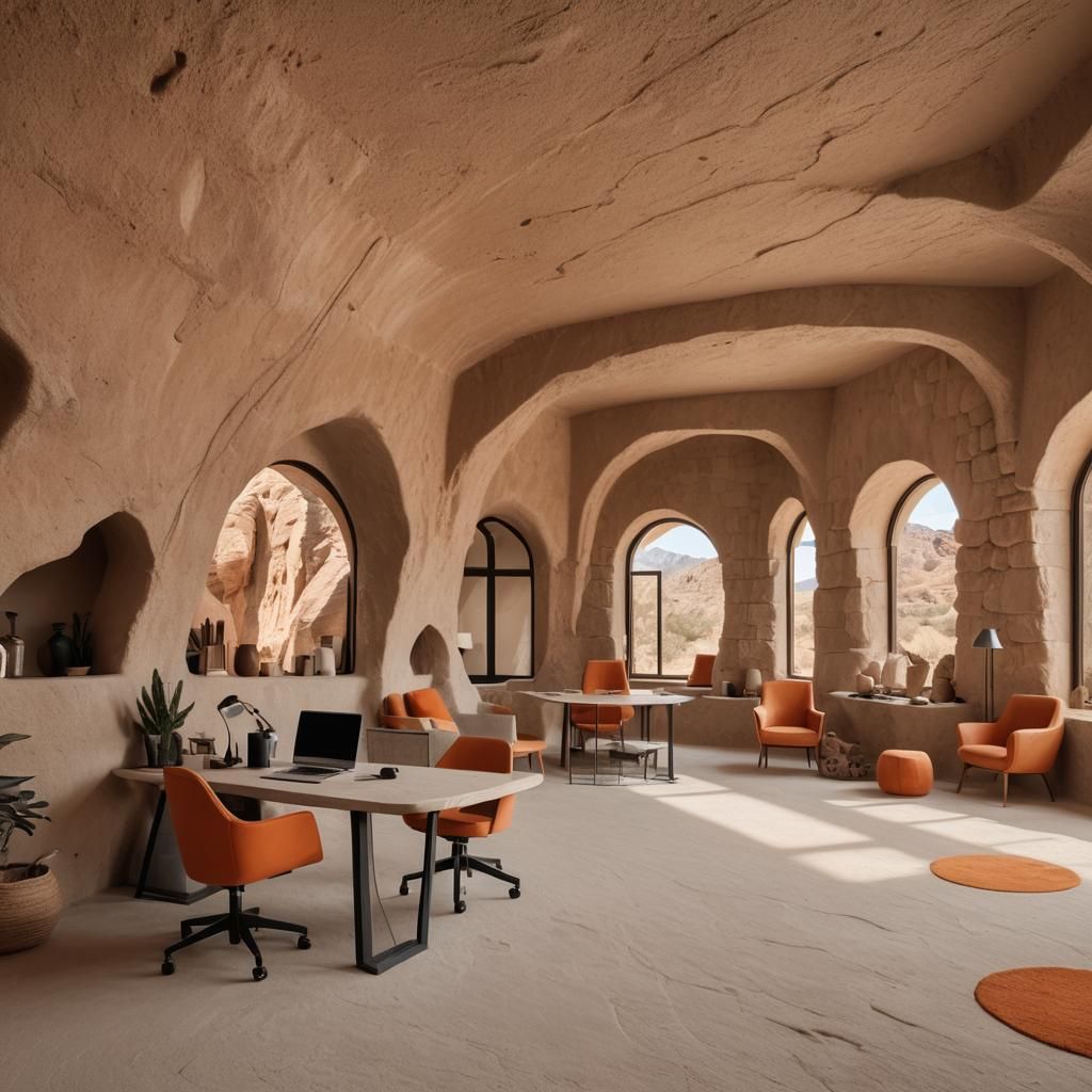 Desert Home Office with Sand Flooring