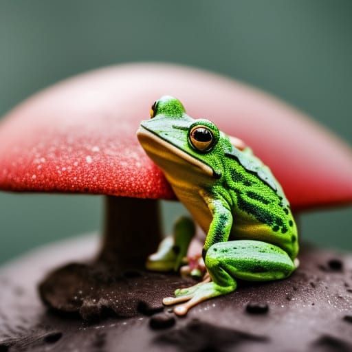 frog on a mushroom