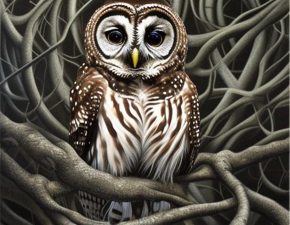Hans Giger Owl Perched