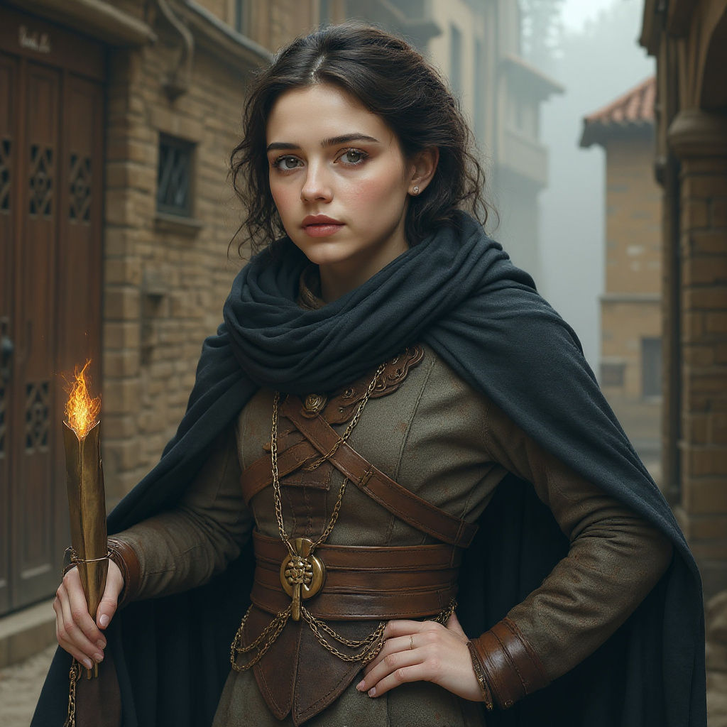 Girl with Ponytail and Black Pleated Skirt