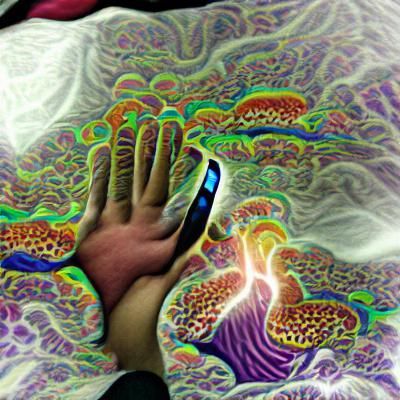 My hand absorbing my phone. psychedelic