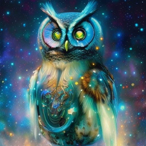 Cosmic eagle owl - AI Generated Artwork - NightCafe Creator