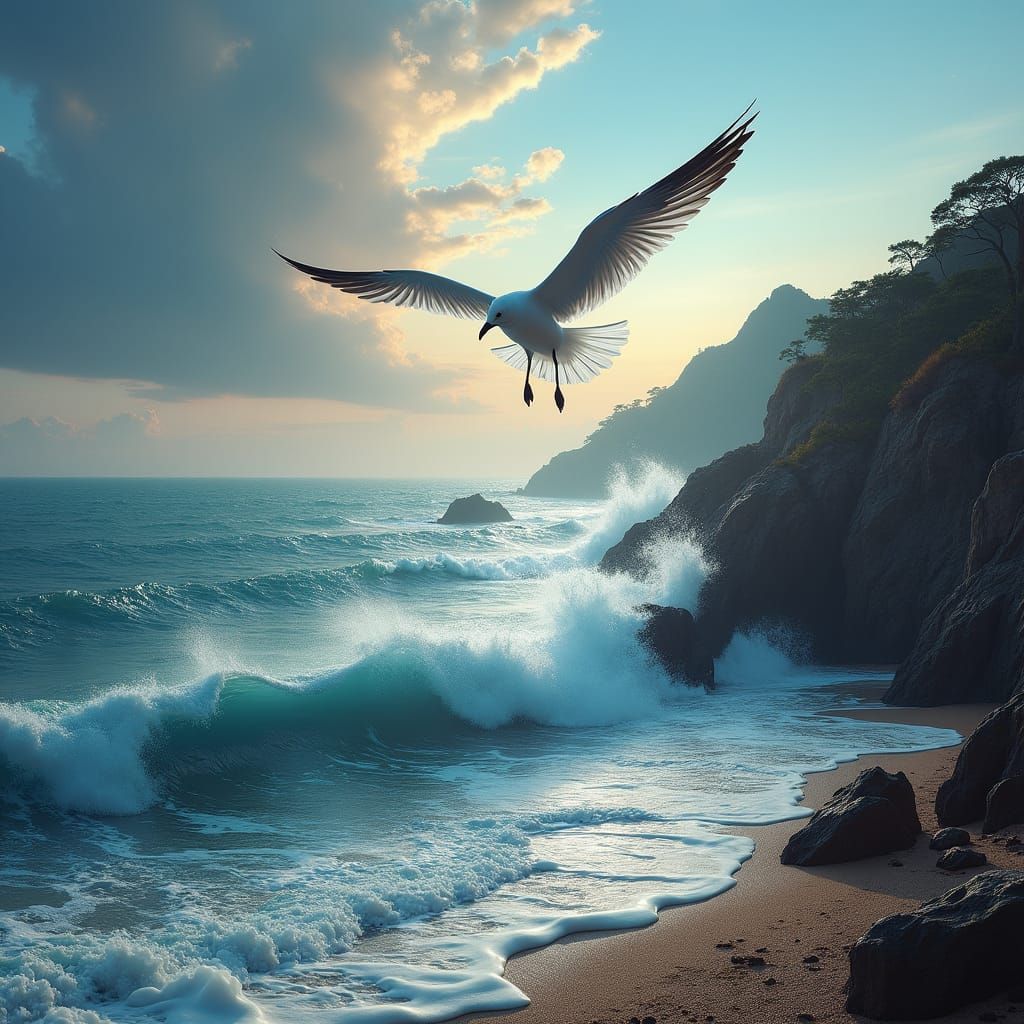 Seagull and Hawaii-Beach, by Flux