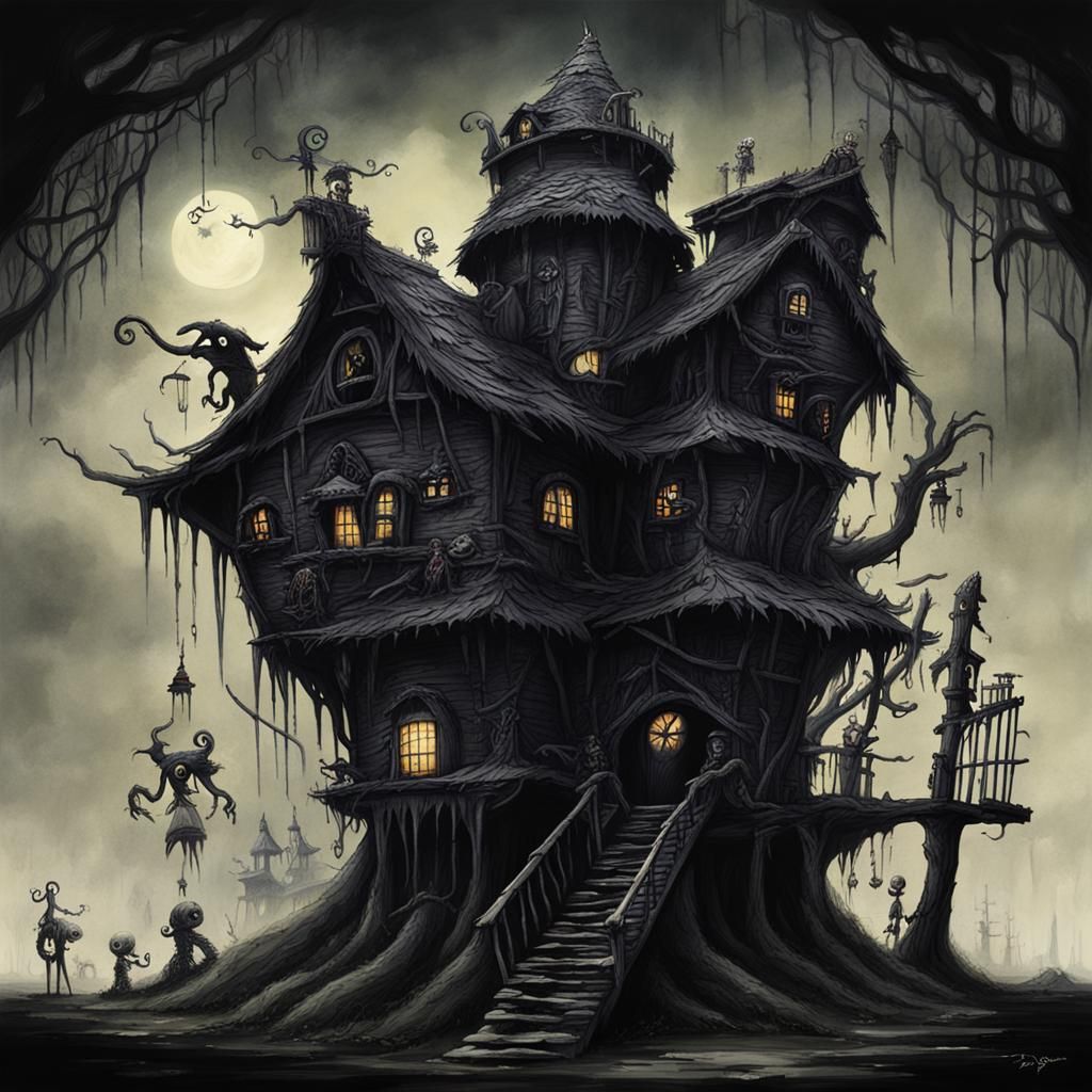 Dark Sinister Fantasy Baba Yaga // Tim Burton, Giger, Disney...