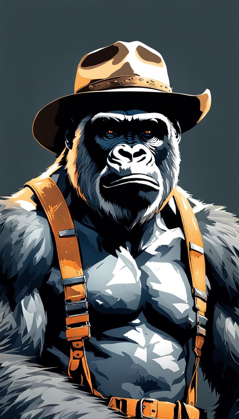 Cowboy Gorilla: Inkpunk Character Concept Art