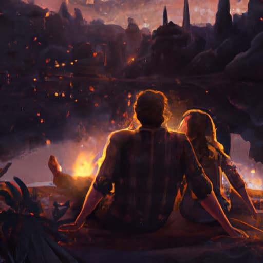 Joel and Ellie, The Last of Us, star gazing by the campfire