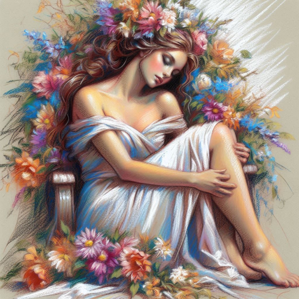 Beautiful Lady drawn in pastel