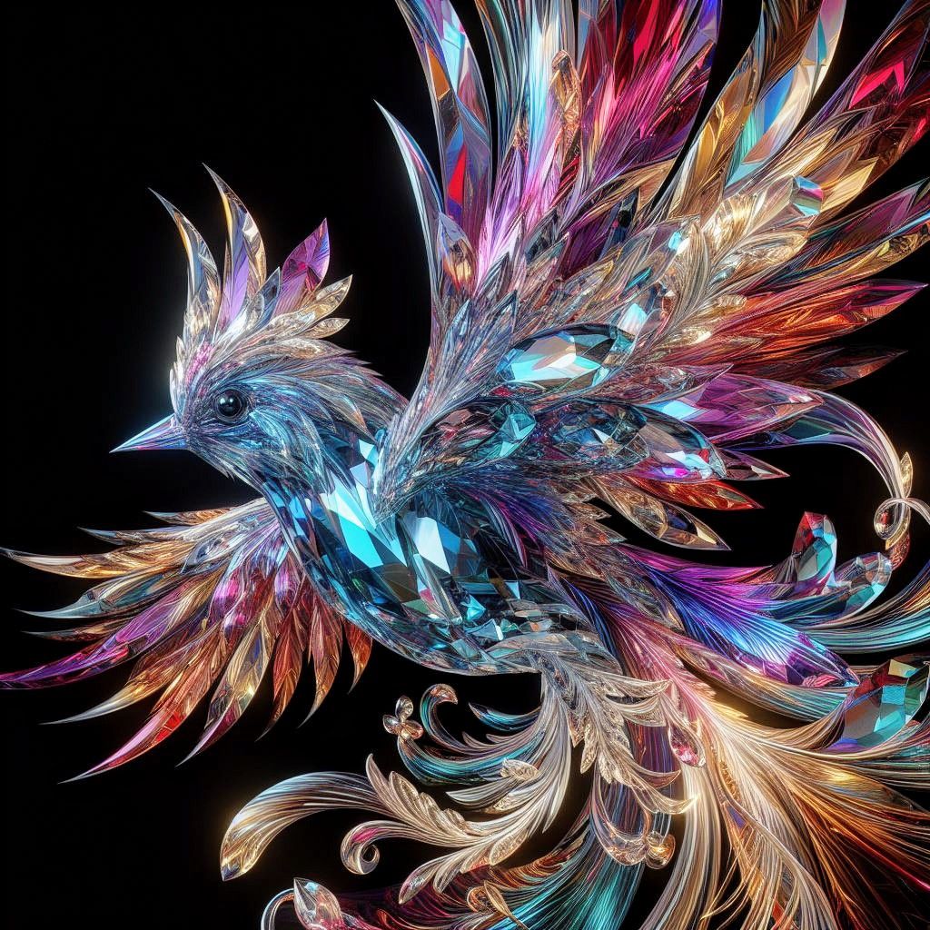 Colorful bird in midflight