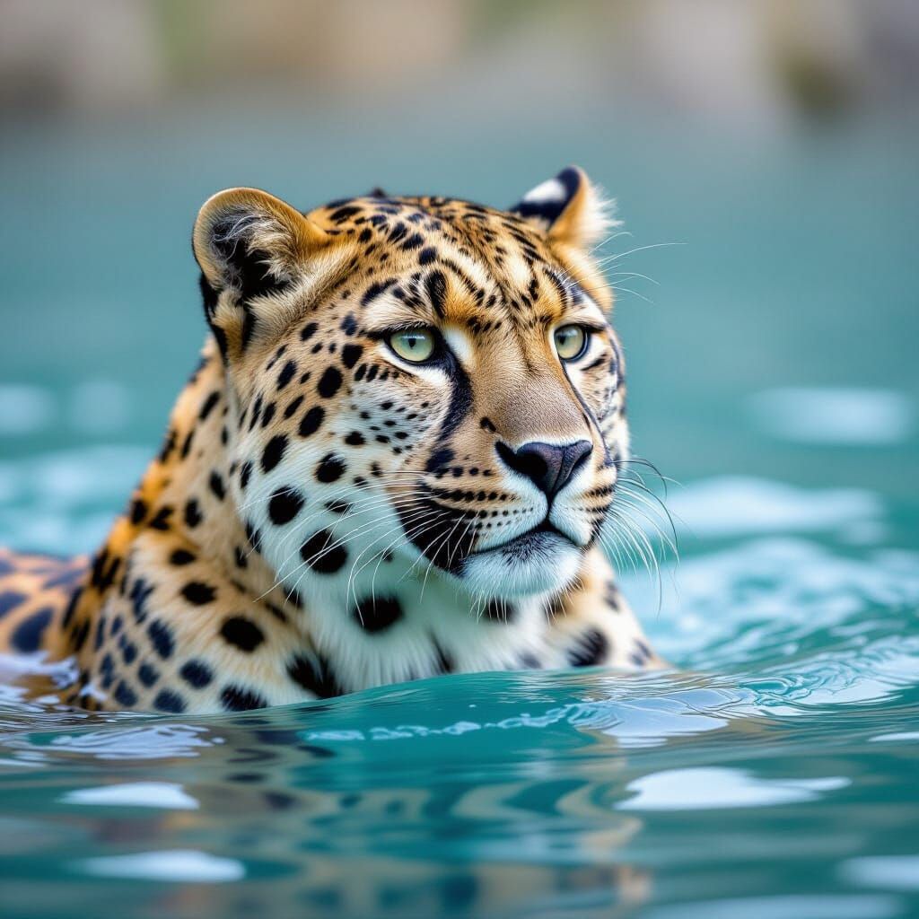Tiger in Clear Water: Dynamic Digital Graphic