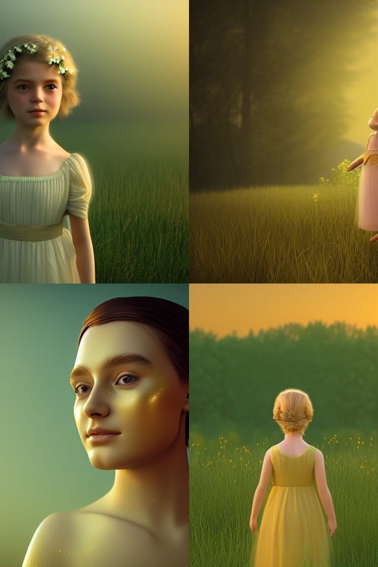 flower girl, gentle smile, sparkling eyes by Caspar David Fr...