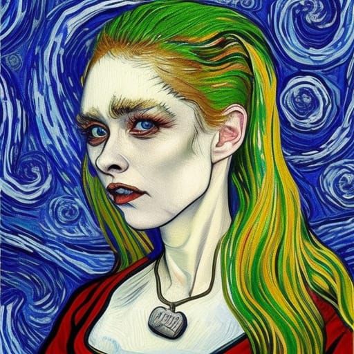 Sad crying beautiful woman hyper realistic holding a locket ...