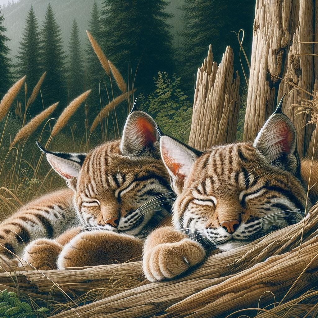 The bobcats napping