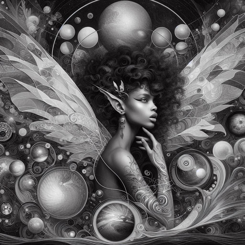 Black and white fairy