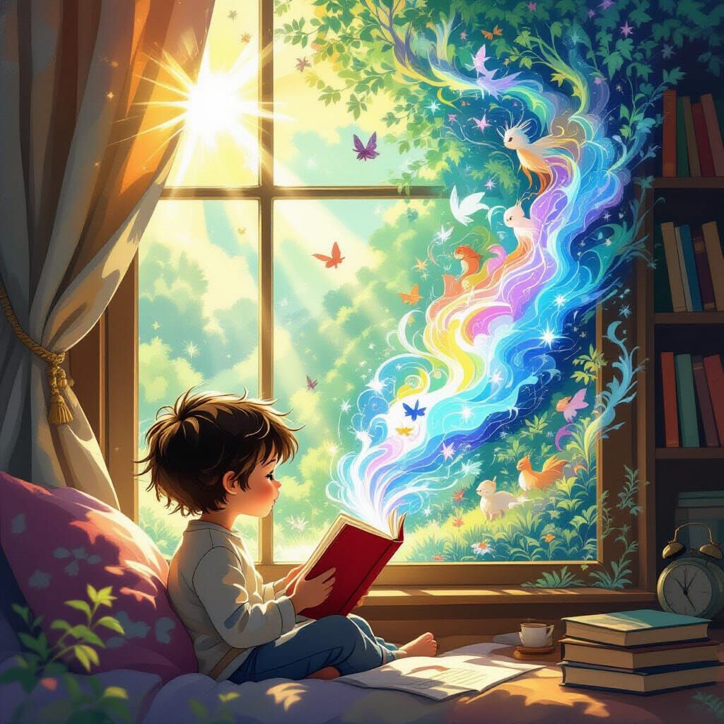 Magical Reading Adventure: Child's Imagination Unfolds