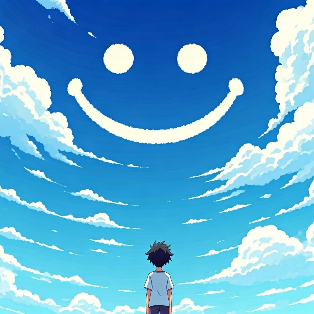 Whimsical Summer Smile in Anime Style
