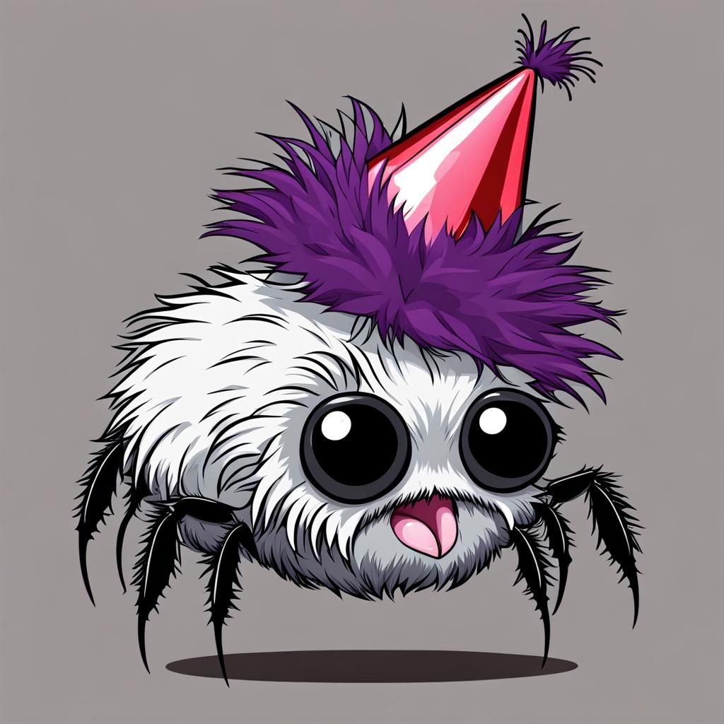 Spider with a party hat - AI Generated Artwork - NightCafe Creator