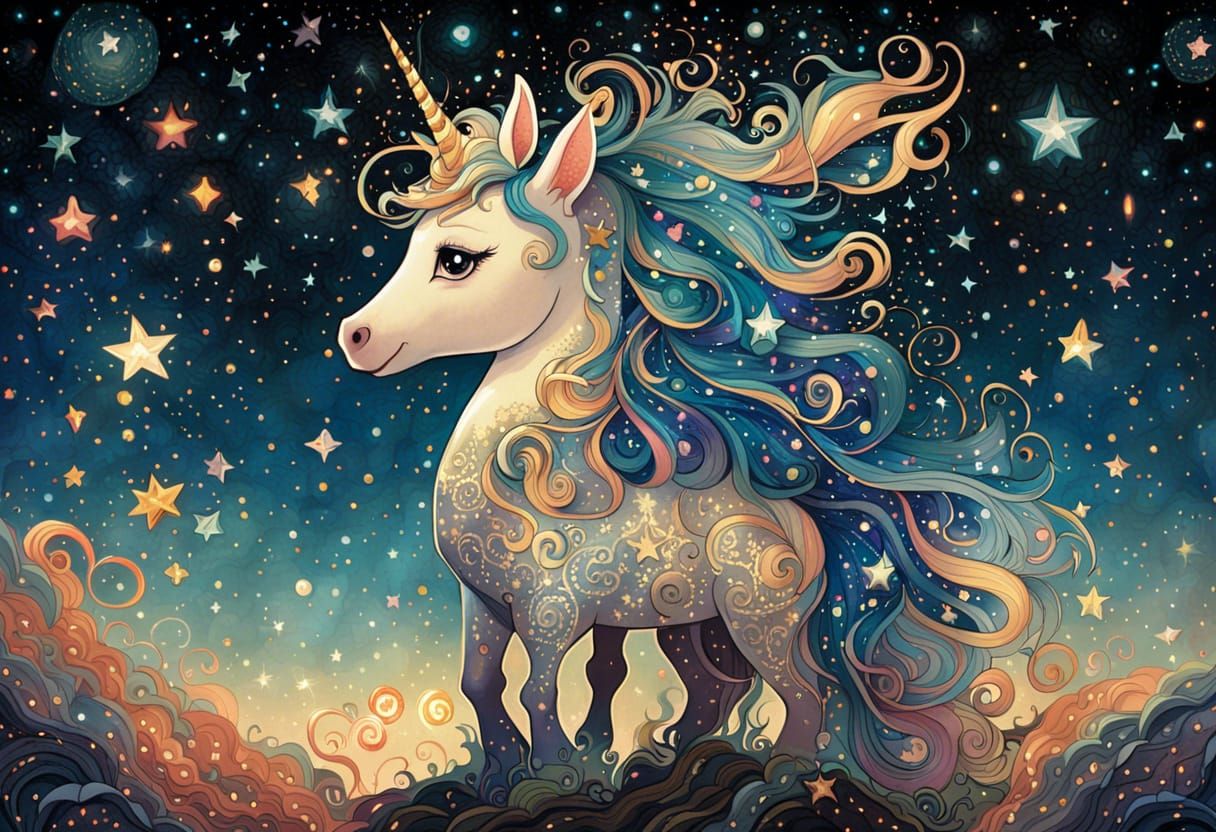 Starry cute unicorn - AI Generated Artwork - NightCafe Creator