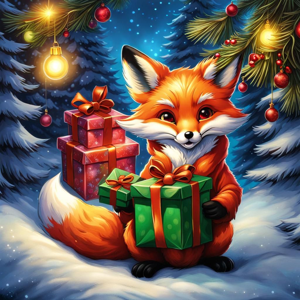 Christmas fox comes for a visit  by @Somei