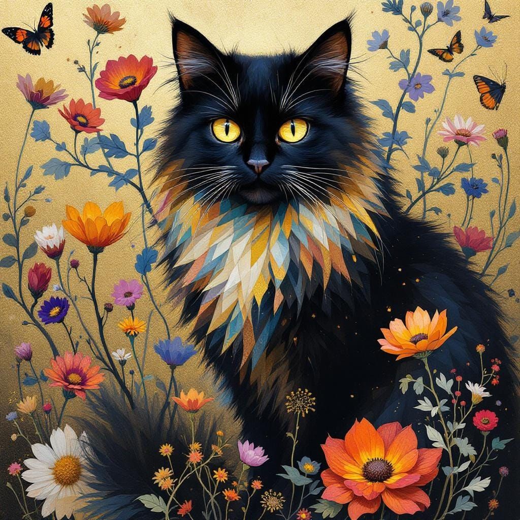 Siberian cat Abstract modern Contemporary, vibrant geometry and abstract  by @James