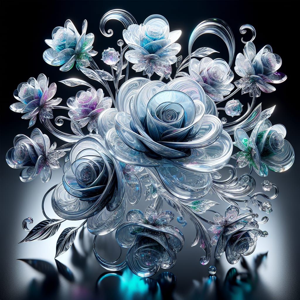 FROSTED GLASS ROSES 1
