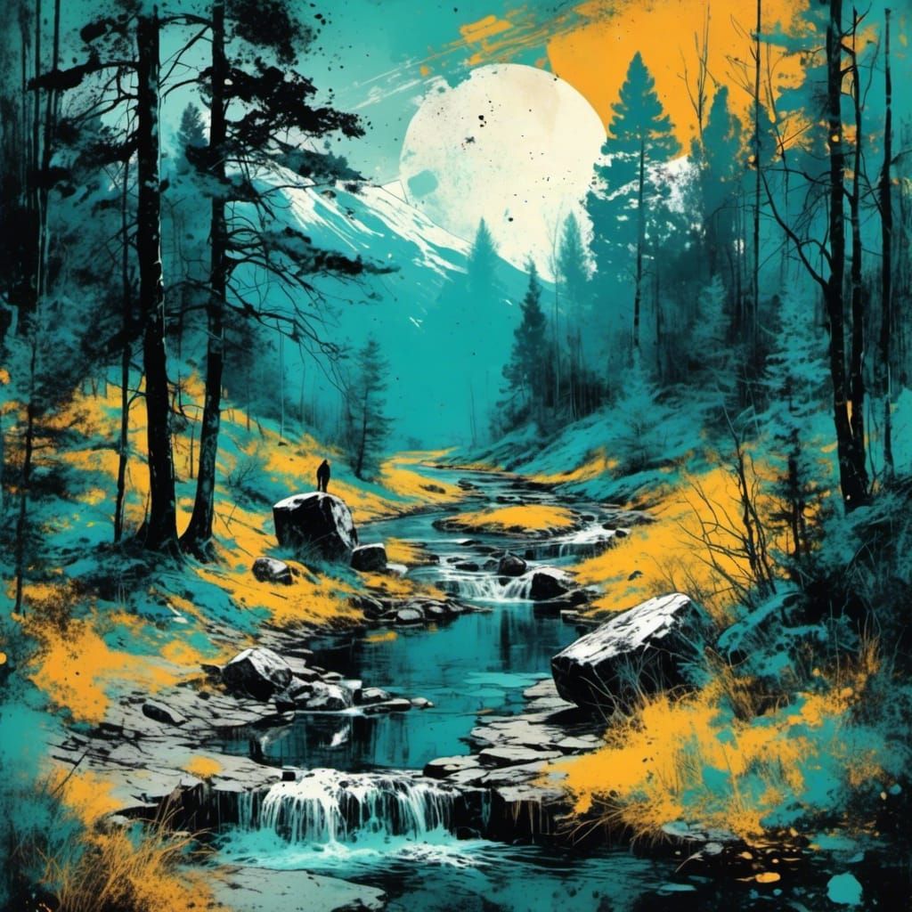  <lora:Pop Art Grunge:1.0> Between worlds, the story unfolds