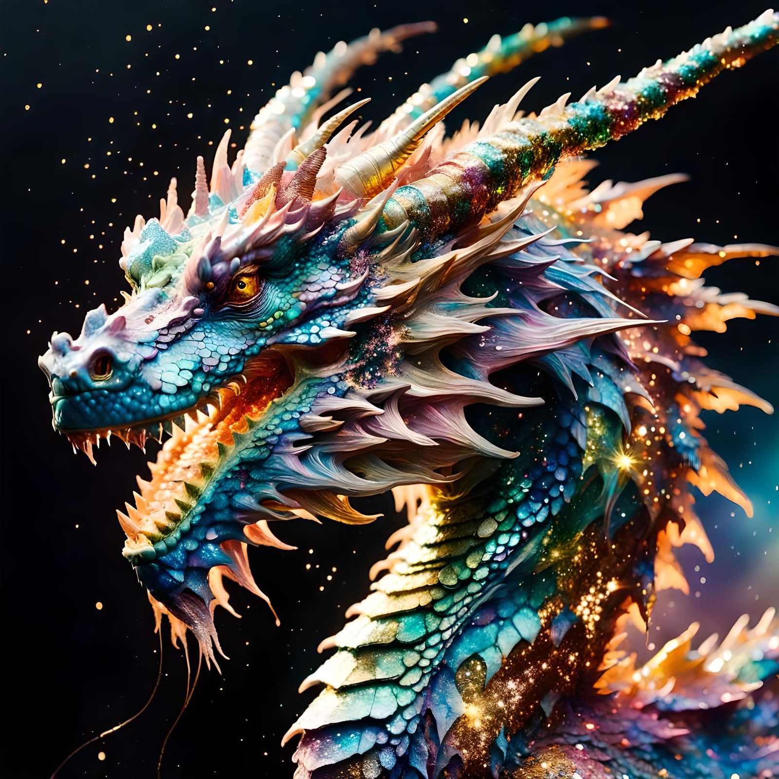 Macrophotography glitter Dragon with sparkling scales; Carne Griffiths, C215, Robert Oxley, and Jeremy ...  by @ReaverG