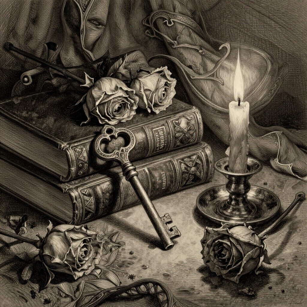 Moody Dark Academia Illustration  by @Simos Chiras