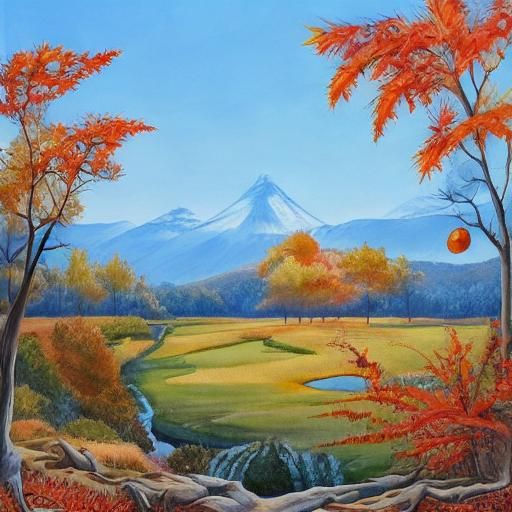 Vibrant Autumnal Scene in Warm Colors