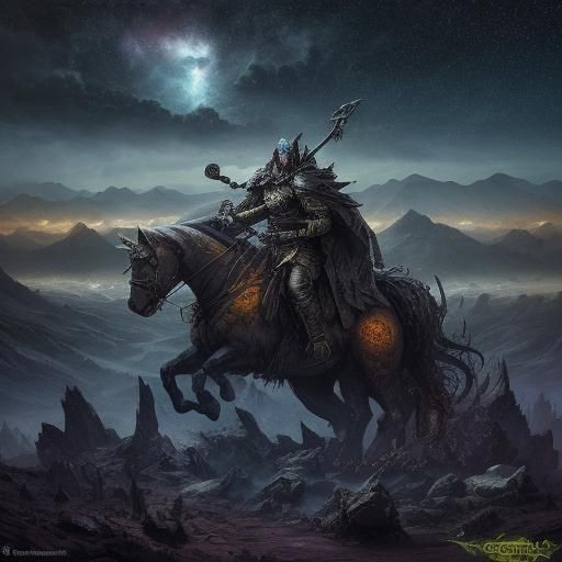 mythical warrior deathknight yellow lime masked stars starfield comet