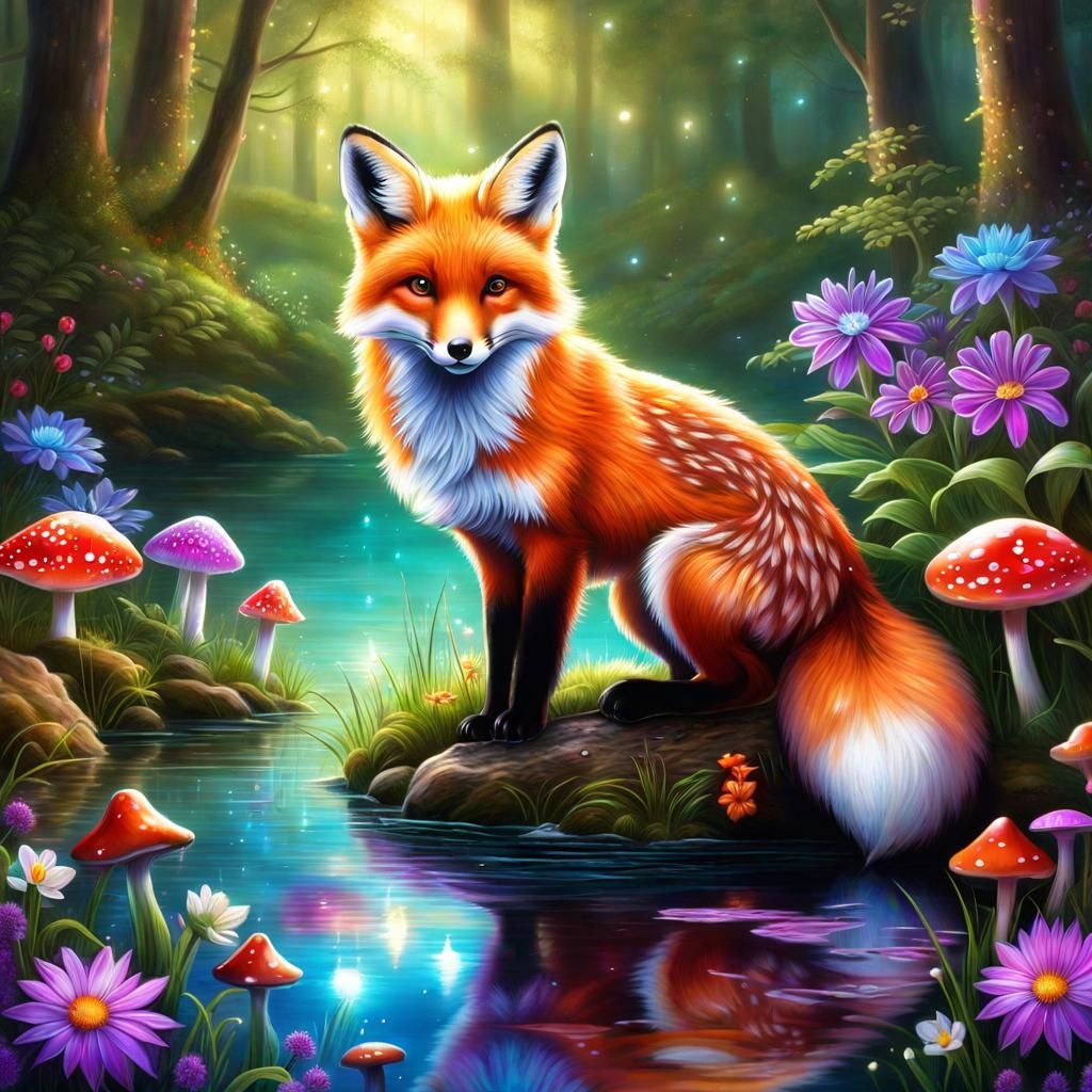 Red Fox in enchanted forest - AI Generated Artwork - NightCafe Creator